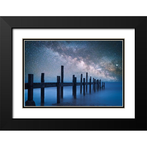 A Starry Night Black Modern Wood Framed Art Print with Double Matting by Z, Bingo