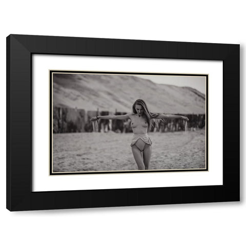 Time Is Like Sand ... Black Modern Wood Framed Art Print with Double Matting by Kurta, Arkadiy