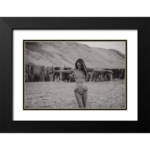 Time Is Like Sand ... Black Modern Wood Framed Art Print with Double Matting by Kurta, Arkadiy