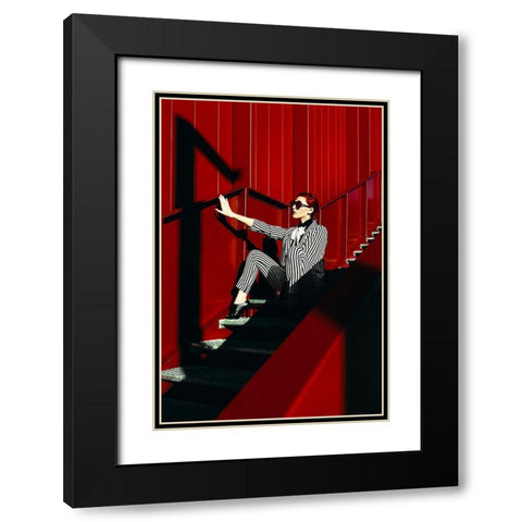 Fashion Geometry Black Modern Wood Framed Art Print with Double Matting by Bolgov, Ruslan