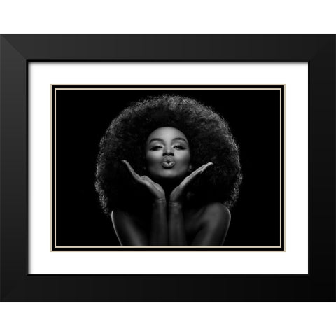 Kiss Me Black Modern Wood Framed Art Print with Double Matting by Sabat, Marc
