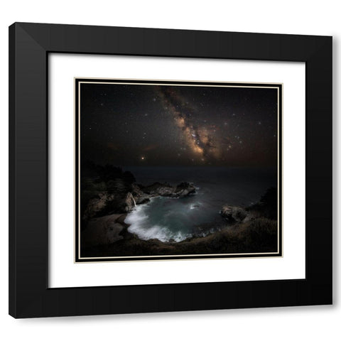 Big Surs Night Black Modern Wood Framed Art Print with Double Matting by Chen, Johnny