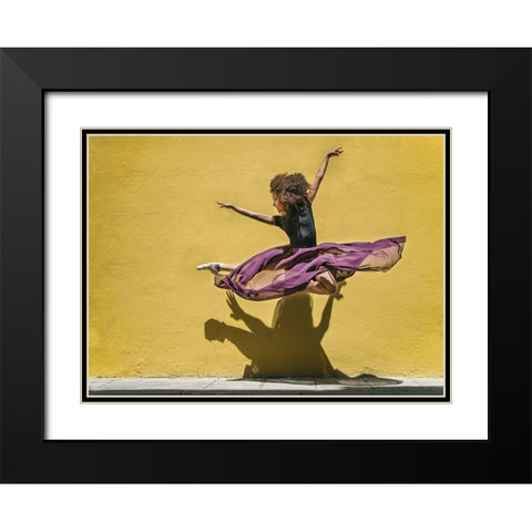 Brenda Jumping Black Modern Wood Framed Art Print with Double Matting by Gil Raga, Joan