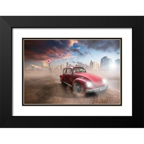 Lipstic Crimes Black Modern Wood Framed Art Print with Double Matting by Mymon, Noam