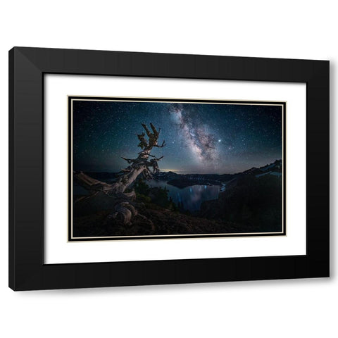 Milky Way Over Crater Lake Black Modern Wood Framed Art Print with Double Matting by Jacobs, Lydia