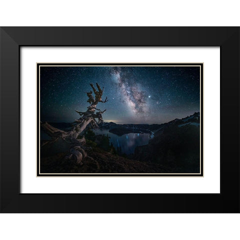 Milky Way Over Crater Lake Black Modern Wood Framed Art Print with Double Matting by Jacobs, Lydia