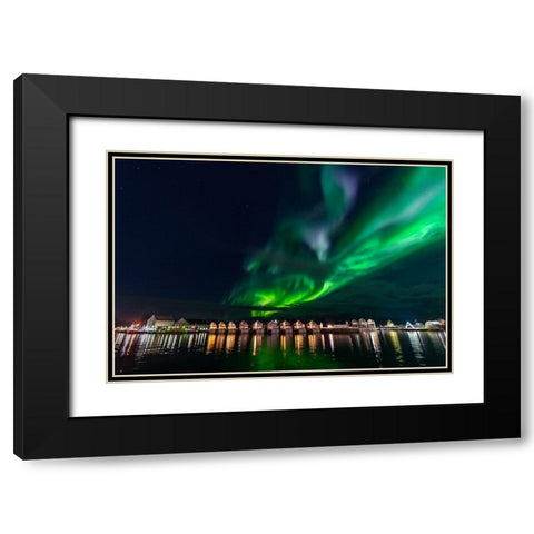 Svolvaer Polar Light 1 Black Modern Wood Framed Art Print with Double Matting by Alicke, Bjoern