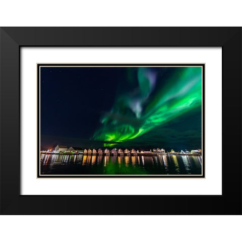 Svolvaer Polar Light 1 Black Modern Wood Framed Art Print with Double Matting by Alicke, Bjoern