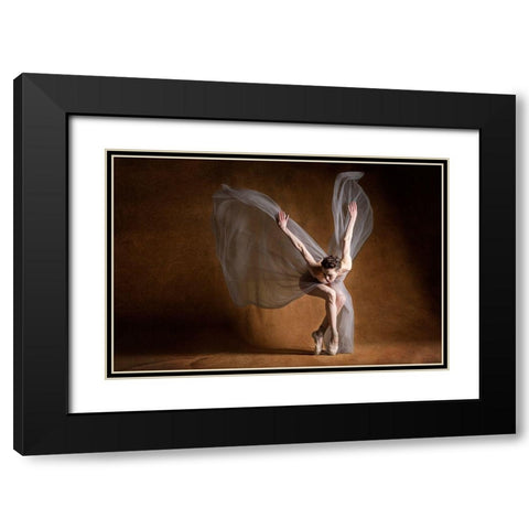 Angel Wings Black Modern Wood Framed Art Print with Double Matting by Hartoov, Motti