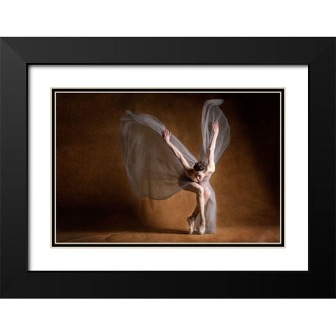Angel Wings Black Modern Wood Framed Art Print with Double Matting by Hartoov, Motti