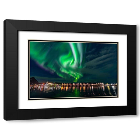 Svolvaer Polar Light 2 Black Modern Wood Framed Art Print with Double Matting by Alicke, Bjoern