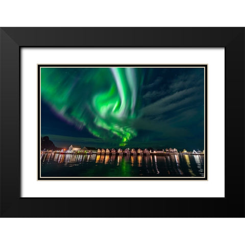 Svolvaer Polar Light 2 Black Modern Wood Framed Art Print with Double Matting by Alicke, Bjoern