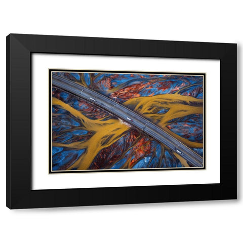 Above The Colorful River Black Modern Wood Framed Art Print with Double Matting by Tianqi