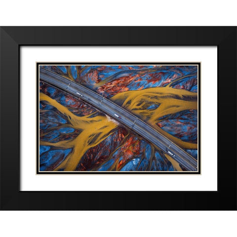 Above The Colorful River Black Modern Wood Framed Art Print with Double Matting by Tianqi
