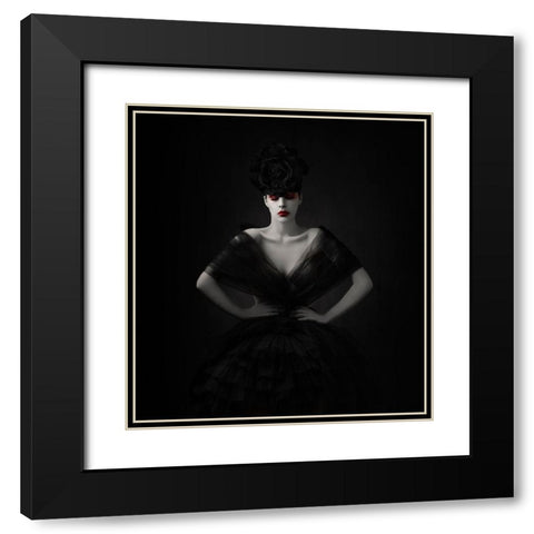 The Black Rose.... Black Modern Wood Framed Art Print with Double Matting by Sanchez, Alfredo