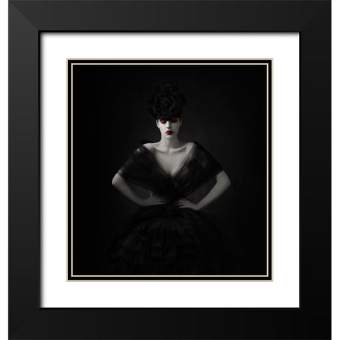 The Black Rose.... Black Modern Wood Framed Art Print with Double Matting by Sanchez, Alfredo