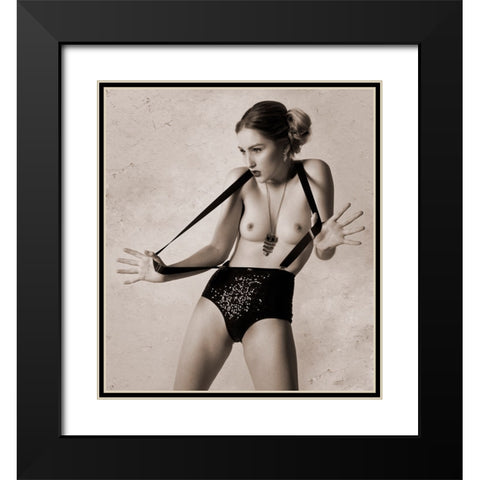 Elastic Lady Black Modern Wood Framed Art Print with Double Matting by Springgay, Daniel