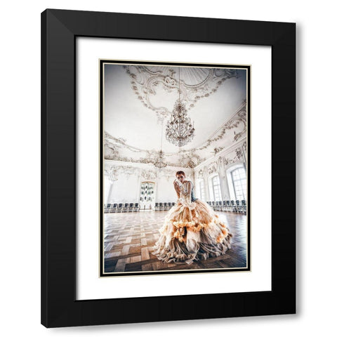 White Waltz Black Modern Wood Framed Art Print with Double Matting by Bolgov, Ruslan
