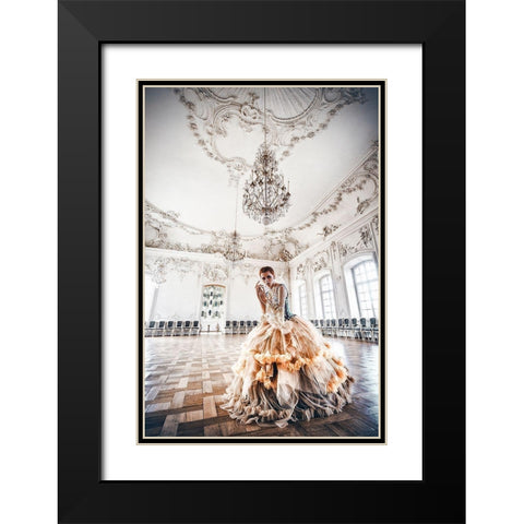 White Waltz Black Modern Wood Framed Art Print with Double Matting by Bolgov, Ruslan