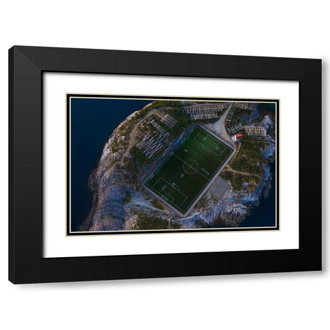 The Furthest Football Field Black Modern Wood Framed Art Print with Double Matting by Z, Bingo