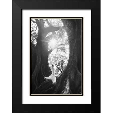 The Daughter Of Trees Black Modern Wood Framed Art Print with Double Matting by TIANQI