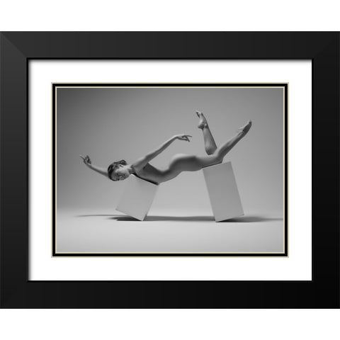 Studio Swimmer Black Modern Wood Framed Art Print with Double Matting by Catchlight Studio