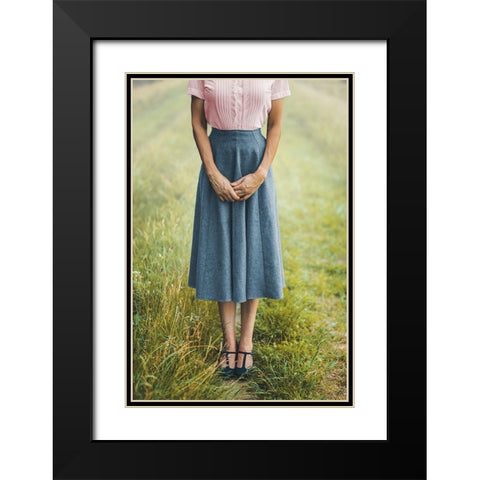 Shyness Black Modern Wood Framed Art Print with Double Matting by Neer, Ildiko