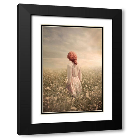 Field In Pastel Black Modern Wood Framed Art Print with Double Matting by Neer, Ildiko