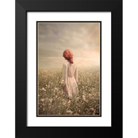 Field In Pastel Black Modern Wood Framed Art Print with Double Matting by Neer, Ildiko
