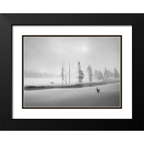 Morning Walk Black Modern Wood Framed Art Print with Double Matting by Dou, Shenshen