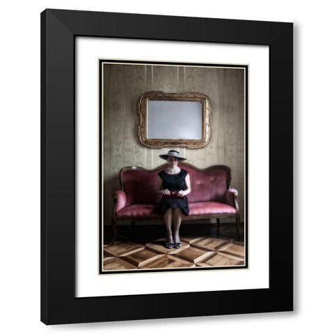 40S Lady Black Modern Wood Framed Art Print with Double Matting by Kruse, Joana