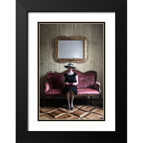 40S Lady Black Modern Wood Framed Art Print with Double Matting by Kruse, Joana