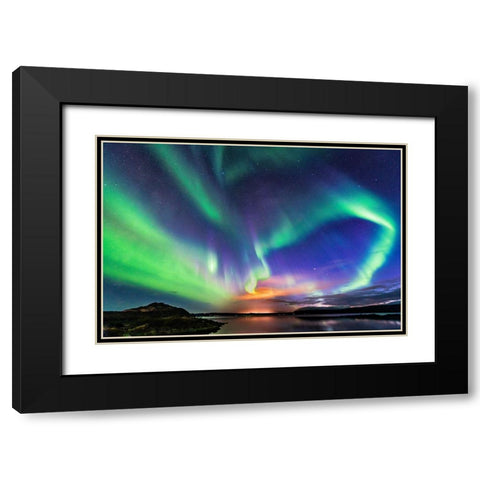 The Aurora In Iceland Black Modern Wood Framed Art Print with Double Matting by C. Sink, Jeffrey