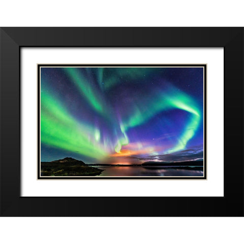 The Aurora In Iceland Black Modern Wood Framed Art Print with Double Matting by C. Sink, Jeffrey