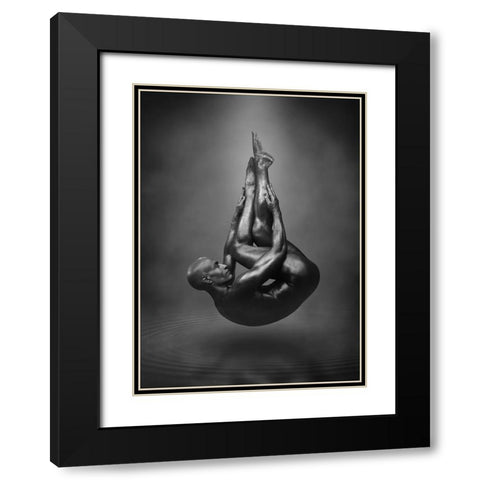 Drop Black Modern Wood Framed Art Print with Double Matting by DDiArte