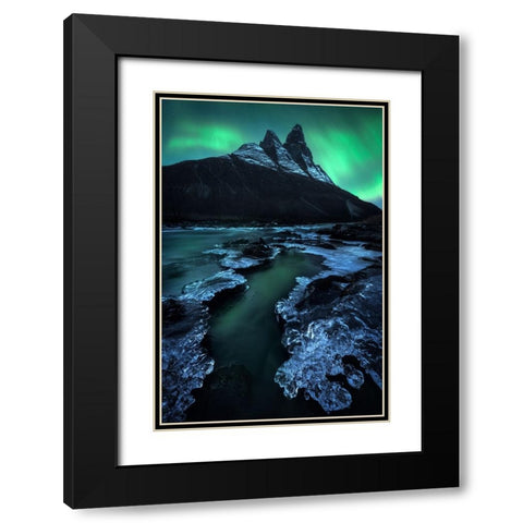 Arctic Night Black Modern Wood Framed Art Print with Double Matting by Gastager, Daniel