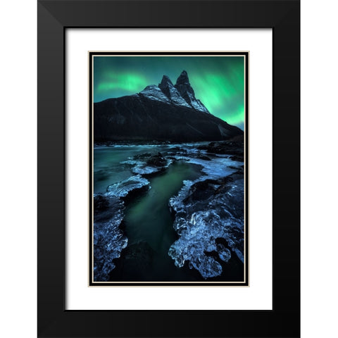 Arctic Night Black Modern Wood Framed Art Print with Double Matting by Gastager, Daniel