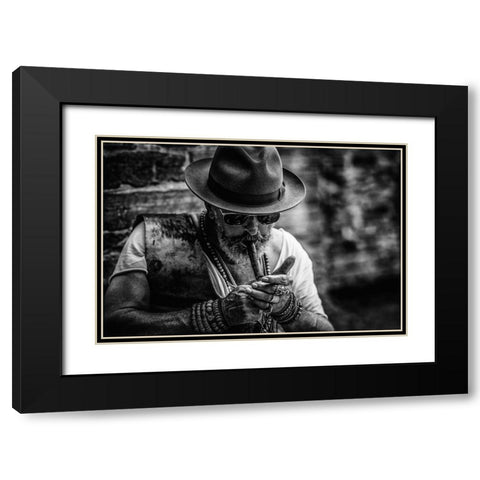 Its That Ole Devil Called Smoke Again ...... Black Modern Wood Framed Art Print with Double Matting by gNo