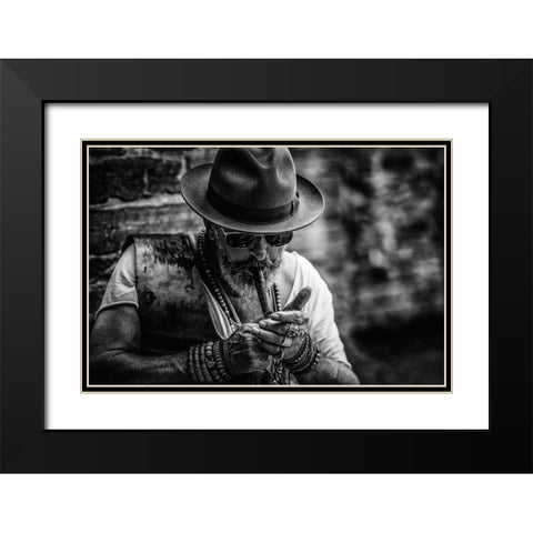 Its That Ole Devil Called Smoke Again ...... Black Modern Wood Framed Art Print with Double Matting by gNo