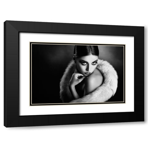 Diva3 Black Modern Wood Framed Art Print with Double Matting by Tambe, Peppe