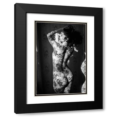 Lace Black Modern Wood Framed Art Print with Double Matting by Faletkin, Mikhail