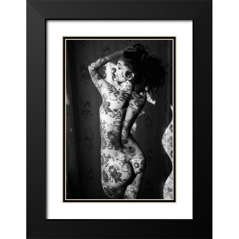 Lace Black Modern Wood Framed Art Print with Double Matting by Faletkin, Mikhail