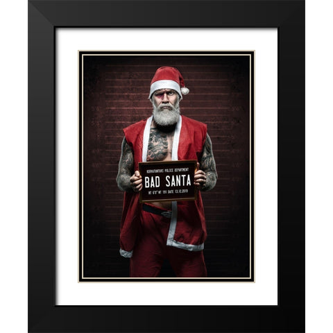 Xmas Is Cancelled Black Modern Wood Framed Art Print with Double Matting by Damsten, Petri