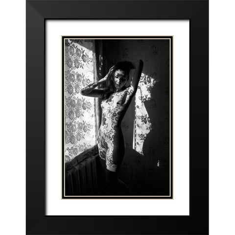 Lace 3 Black Modern Wood Framed Art Print with Double Matting by Faletkin, Mikhail