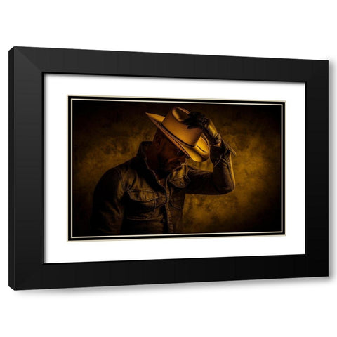 Midnight Cowboy Black Modern Wood Framed Art Print with Double Matting by gNo