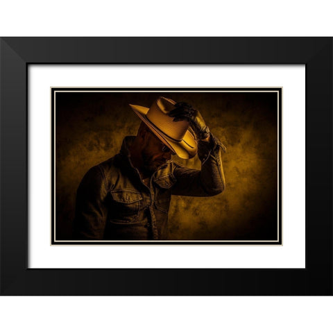 Midnight Cowboy Black Modern Wood Framed Art Print with Double Matting by gNo