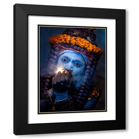 Sadhu Black Modern Wood Framed Art Print with Double Matting by Oberai, Jassi
