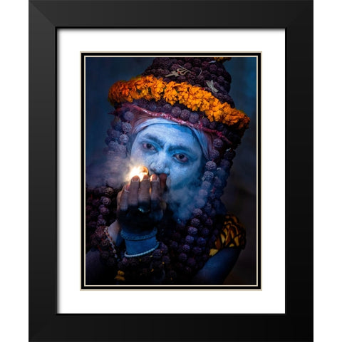 Sadhu Black Modern Wood Framed Art Print with Double Matting by Oberai, Jassi