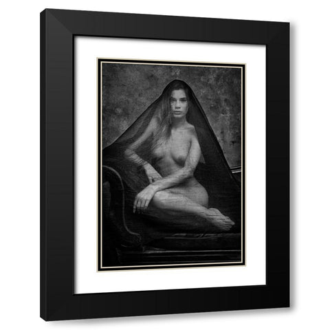 Lorena With Tulle Black Modern Wood Framed Art Print with Double Matting by Gil Raga, Joan
