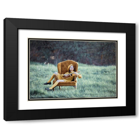 Power Of The Music Black Modern Wood Framed Art Print with Double Matting by Jia, Wendy